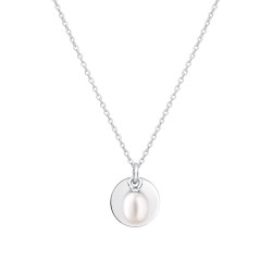 Colier argint cu perla naturala alba si banut argint DiAmanti SK22245P-W-G (Argint 925‰ 3,35 g.)